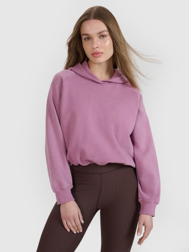 4F x AL Damska bluza dresowa nierozpinana z kapturem 4F x Anna Lewandowska 4FALSSS25TSWSF2049  różowa Różowy