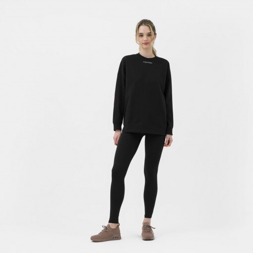 Calvin Klein Damska bluza dresowa nierozpinana bez kaptura CALVIN KLEIN WOMEN 00GWS3W304  czarna Głęboka czerń