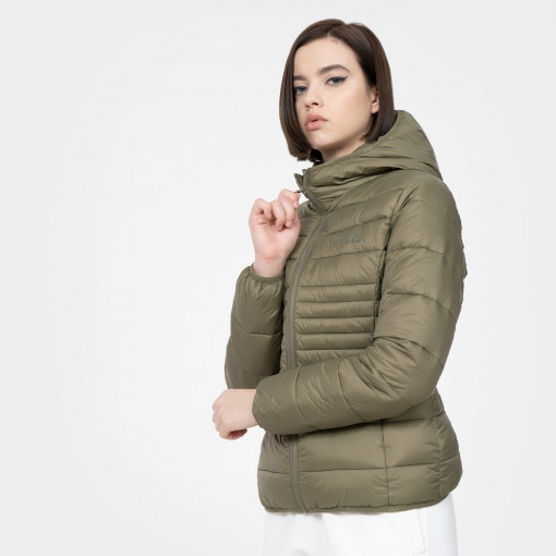 FILA Damska kurtka puchowa pikowana FILA SQUILLE  oliwkowa/khaki Oliwkowy