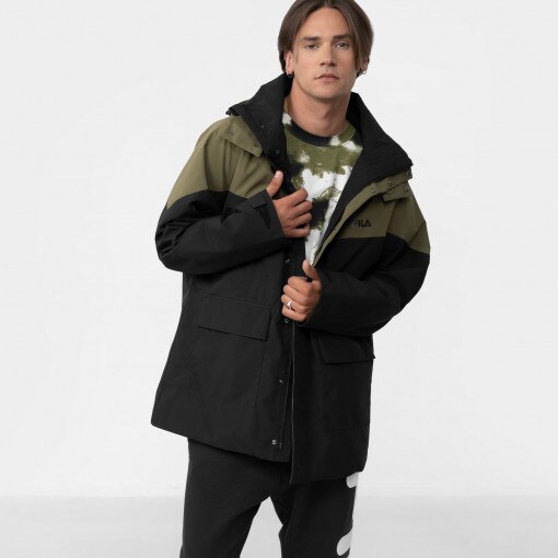 Męska kurtka parka przejściowa FILA TANVALD light padded parka - oliwkowa/khaki
