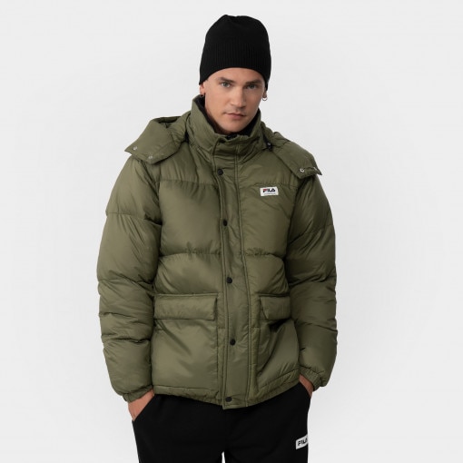 FILA Męska kurtka puchowa pikowana FILA TIREBOLU oversized puff jacket  oliwkowa/khaki Oliwkowy