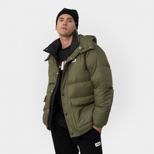 Męska kurtka puchowa pikowana FILA TIREBOLU oversized puff jacket - oliwkowa/khaki