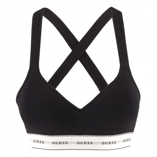 GUESS Biustonosz treningowy GUESS CARRIE PADDED TRIANG  czarny Czarny