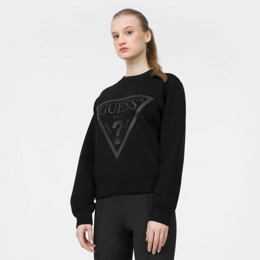 GUESS Damska bluza dresowa nierozpinana GUESS NEW ELLY CN SWEATSHIRT  czarny Głęboka czerń