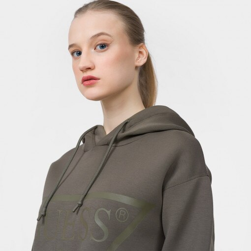 Damska bluza dresowa nierozpinana z kapturem GUESS NEW ALISA HOODED - brązowy