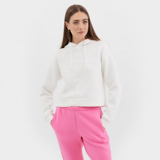 GUESS Damska bluza dresowa nierozpinana z kapturem Guess New Alisa Hooded  biała Biały