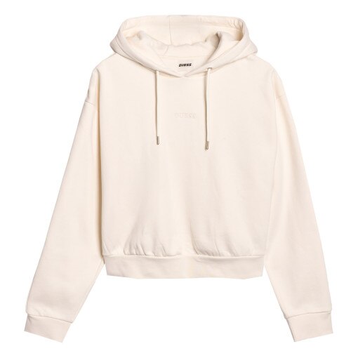 GUESS Damska bluza dresowa nierozpinana z kapturem Guess Stacie  beżowa Beżowy
