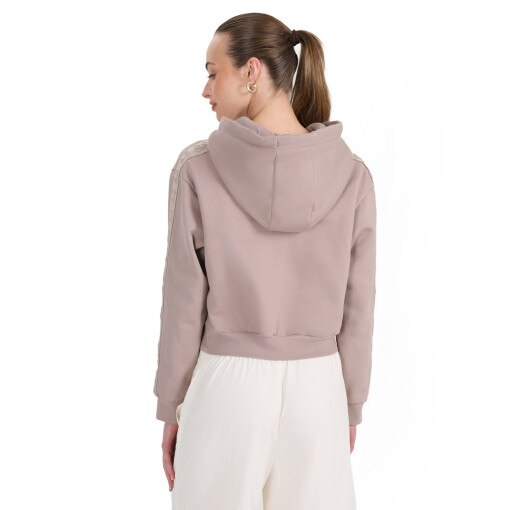 Damska bluza dresowa nierozpinana z kapturem Guess Stacie - szara