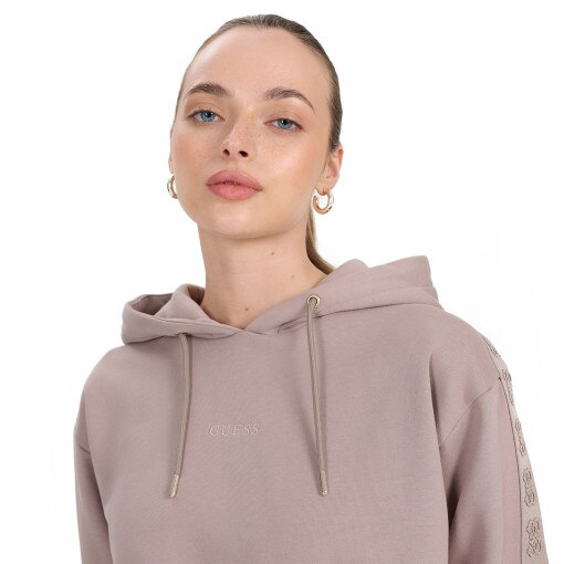 GUESS Damska bluza dresowa nierozpinana z kapturem Guess Stacie  szara Szary