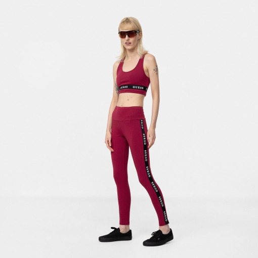 GUESS Damskie legginsy basic GUESS ALINE LEGGINS 4/4  fioletowe Fiolet