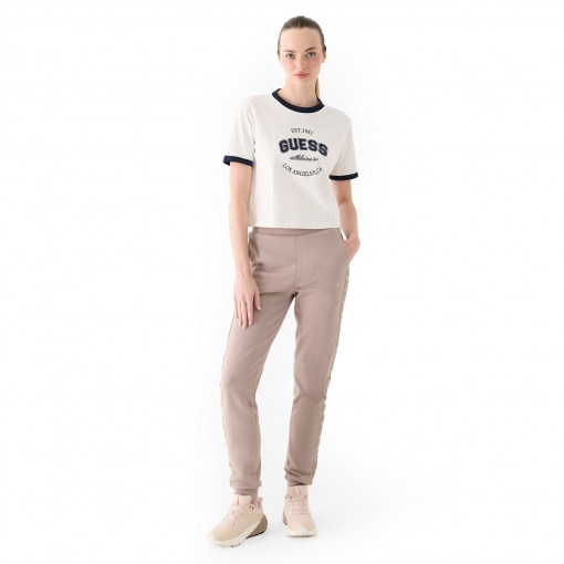 GUESS Damskie spodnie dresowe joggery Guess Stacie  brązowe Brązowy