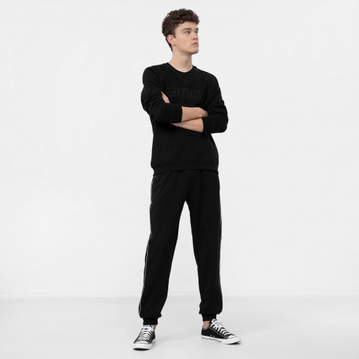 GUESS Męska bluza dresowa nierozpinana bez kaptura GUESS ALDWIN CN SWEATSHIRT  czarna Głęboka czerń