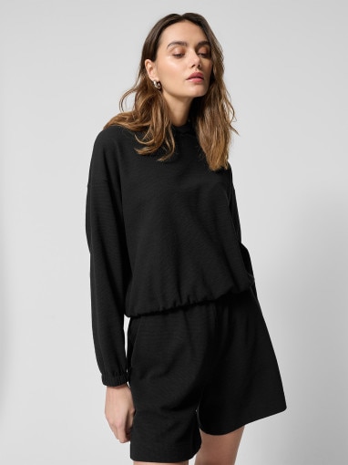 Outhorn Damska bluza dresowa nierozpinana z kapturem Outhorn OTHWSS24TSWSF1631  czarna Czarny