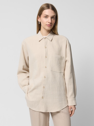 Outhorn Damska koszula muślinowa Outhorn OTHWSS24TSHIF061 beżowa Beżowy