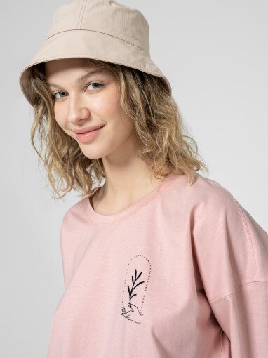 Damski kapelusz bucket hat Outhorn OTHSS23ACAPF094 - beżowy