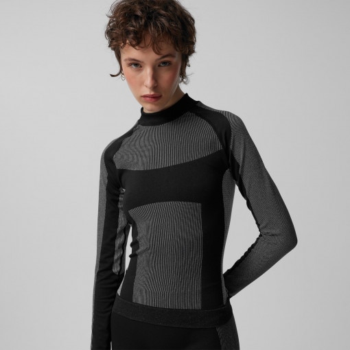 Outhorn Damski longsleeve termoaktywny Outhorn OTHAW23USEAF097  czarny Głęboka czerń