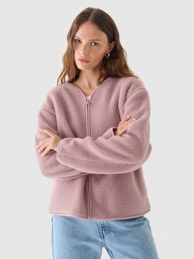 Outhorn Damski polar sherpa rozpinany Outhorn OTHWAW24TJACF219   różowy Różowy
