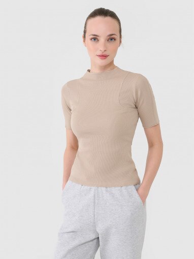 Outhorn Damski tshirt basic Outhorn OTHWAW24TTSHF1757  beżowy  Beżowy