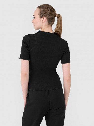 Damski t-shirt basic Outhorn OTHWAW24TTSHF1757 - czarny 