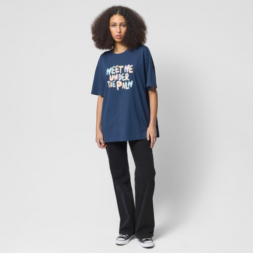 Damski t-shirt oversize z nadrukiem Outhorn OTHWSS24TTSHF1512 - granatowy