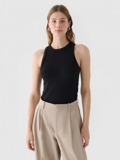 Outhorn Damski top basic Outhorn OTHWAW24TSLEF153  czarny Czarny