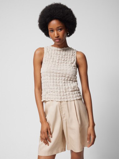  Outhorn Damski top Outhorn OTHWSS24TSLEF135  beżowy Beżowy