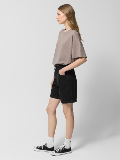Damskie spodenki jeansowe Outhorn OTHWSS24TSHOF398 - czarne