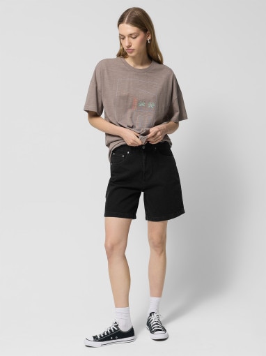 Outhorn Damskie spodenki jeansowe Outhorn OTHWSS24TSHOF398 czarne Czarny