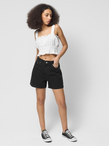 Outhorn Damskie spodenki jeansowe Outhorn OTHWSS24TSHOF399 czarne Czarny