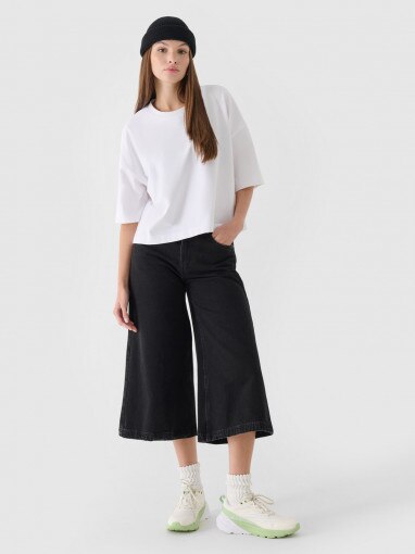 Outhorn Damskie jeansy baggy OTHWAW24TJNSF021 Outhorn  czarne Czarny