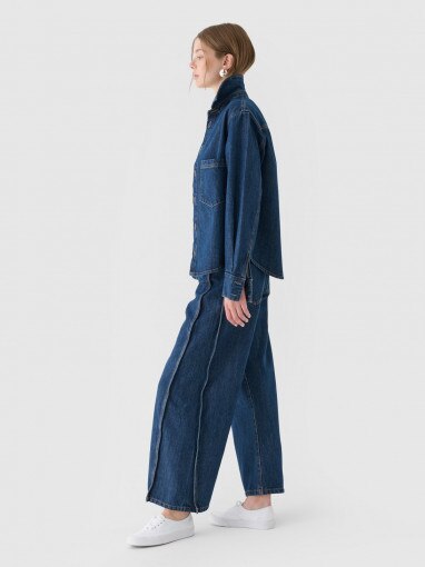 Damskie jeansy barrell  Outhorn OTHWAW24TJNSF013 - granatowe