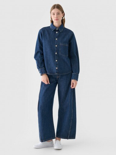 Outhorn Damskie jeansy barrell  Outhorn OTHWAW24TJNSF013  granatowe Granatowy
