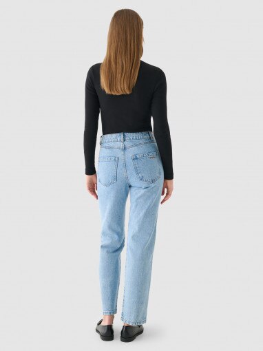 Damskie jeansy straight z prostymi nogawkami  Outhorn OTHWAW24TJNSF003 - niebieskie
