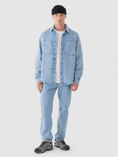 Outhorn Męskie jeansy straight Outhorn OTHWAW24TJNSM006 niebieskie Niebieski