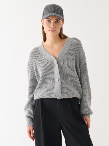 Outhorn Damski sweter kardigan Outhorn OTHWAW24TSWEF132  szary Szary