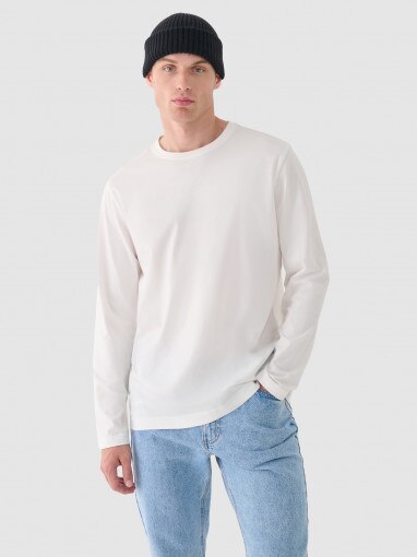 Outhorn Męski longsleeve basic Outhorn OTHWAW24TLONM415 biały Biały
