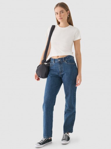Damski t-shirt crop-top Outhorn OTHWAW24TTSHF2139 - biały