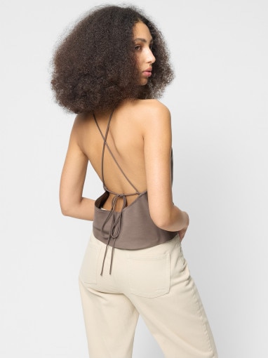  Outhorn Damski top na ramiączkach Outhorn OTHWSS24TSHIF045  brązowy Brązowy