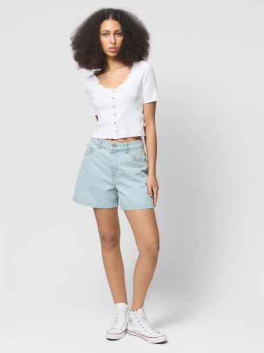 Outhorn Damskie spodenki jeansowe Outhorn OTHWSS24TSHOF399 niebieskie Niebieski