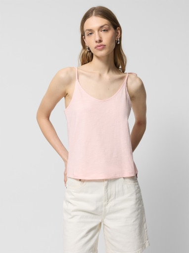 Outhorn Damski top gładki Outhorn OTHWSS24TSLEF087  różowy Różowy