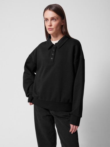 Outhorn Damska bluza nierozpinana bez kaptura Outhorn OTHWSS24TSWSF1150  czarna Czarny