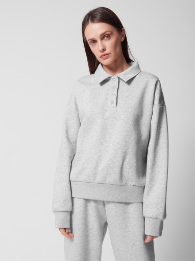 Outhorn Damska bluza nierozpinana bez kaptura Outhorn OTHWSS24TSWSF1150  szara Szary