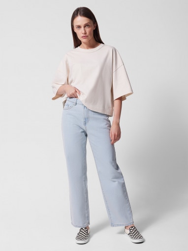 Outhorn Damskie jeansy straight Outhorn  OTHWSS24TTROF723  niebieskie Niebieski