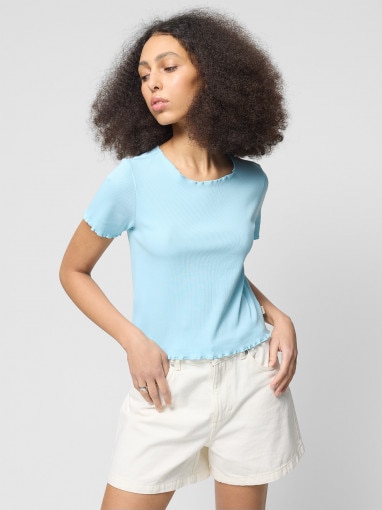 Outhorn Damski tshirt croptop Outhorn OTHWSS24TTSHF1487  niebieski Niebieski