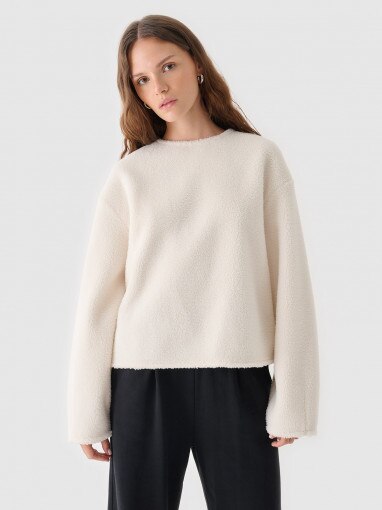 Outhorn Damski polar sherpa nierozpinany Outhorn OTHWAW24TSWSF1882  biały Biały
