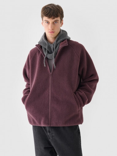Outhorn Męski polar sherpa rozpinany Outhorn OTHWAW24TJACM234   czerwony Czerwony