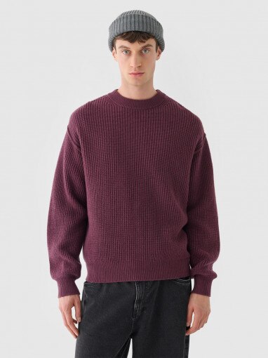 Outhorn Męski sweter wełniany Outhorn OTHWAW24TSWEM100  czerwony Czerwony