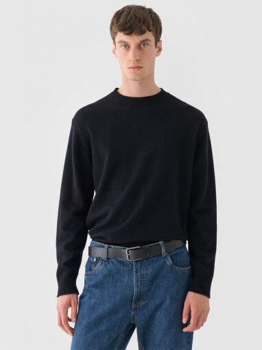 Outhorn Męski sweter wełniany Outhorn OTHWAW24TSWEM127 czarny Czarny