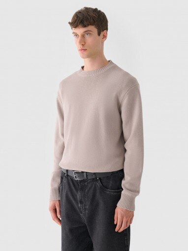 Outhorn Męski sweter wełniany Outhorn OTHWAW24TSWEM127 beżowy Beżowy