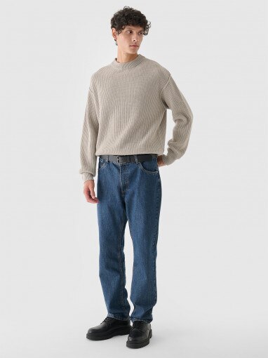 Męski sweter wełniany Outhorn OTHWAW24TSWEM100 - beżowy